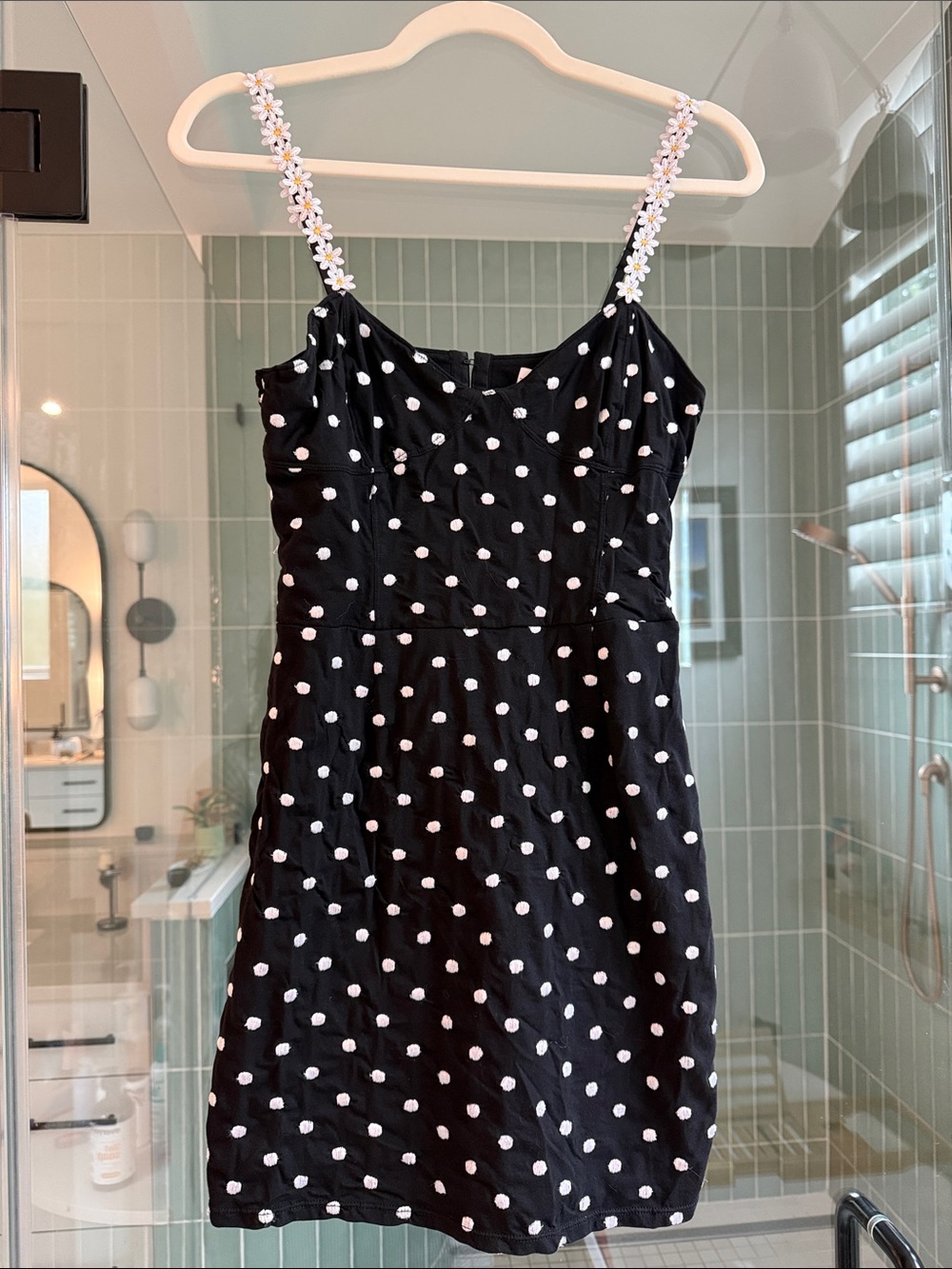Dolce Vita Black Polka Dot Mini Dress with Daisy Straps
